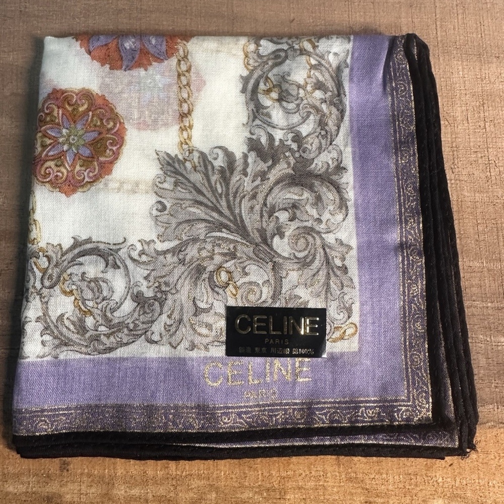 Vintage Celine Paris Baroque Chain Print Square Scarf 19โ